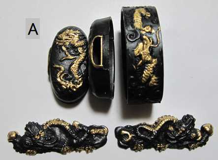 縁頭-龍・黒金A